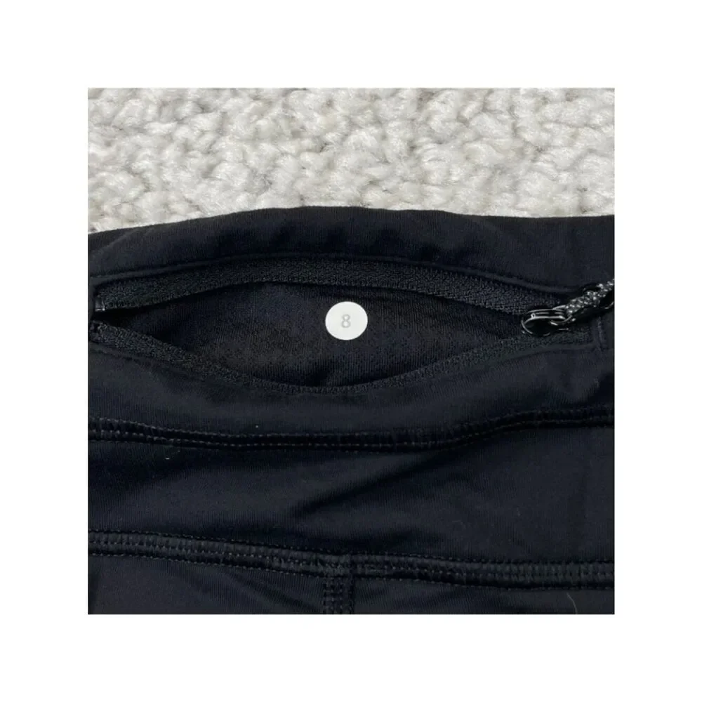 Lululemon Run Inspire Crop Legging Black Womens 8 FLAW